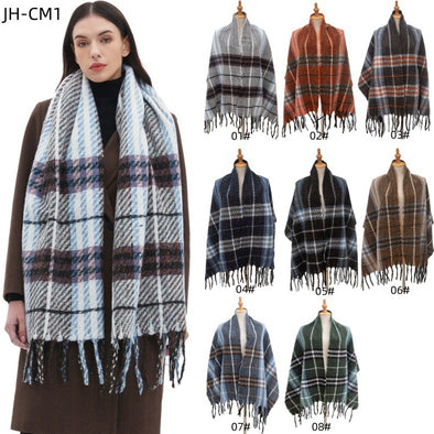 Men's And Women's Plaid Scarf Tassel Shawl