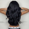 Black Medium Parted Long Curly Hair With Big Waves