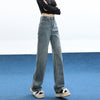 Fleece Padded Jeans Women's High Waist Loose Design