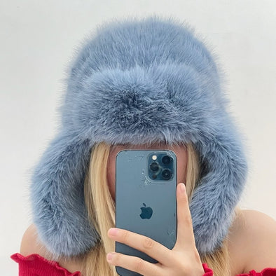 Blue Mink Velvet Ushanka Female Northeast Plush Bonnet