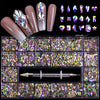 21 Grid Boxed Nail Strass Flache Glas Nagel Strass Schmuck Set