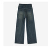 Retro Blue Straight Jeans Women's Autumn And Winter Fleece-lined High Waist