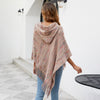 Hooded Striped Tassel Cape And Shawl Women