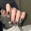 Dark Hot Girl Ins Style Blush Nail Silber Künstliche Nägel