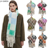 European And American Circle Yarn Tassel Plaid Scarf