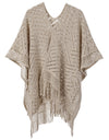 Warp Knitted Solid Color Tassel Thin Hollow Shawl