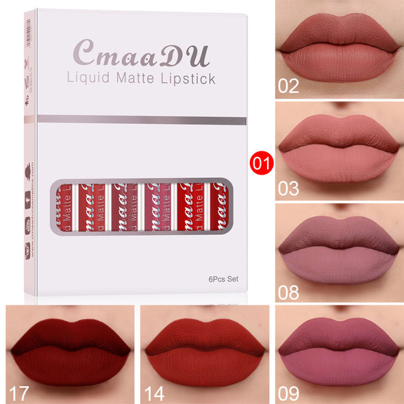 6 boxen Von Matte Antihaft Tasse Wasserfest Lippenstift Lang Anhaltende Lip Gloss