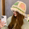 Handmade Knitted Woolen Warm Furry Hat Showing Face Small Bucket Cap