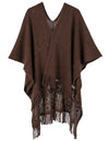 Warp Knitted Solid Color Tassel Thin Hollow Shawl