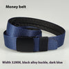 32MM Black Alloy Buckle Nylon Belt Women's Outdoor Security Multifunctional Anti-theft