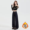 Vintage Blue High Waist Velvet Padded Straight Jeans