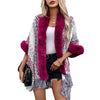 Women's Striped Knitted Tassel Cloak Loose Ethnic Style