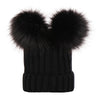 Autumn And Winter Baby Knitted Wool Double Fur Ball Sleeve Cap