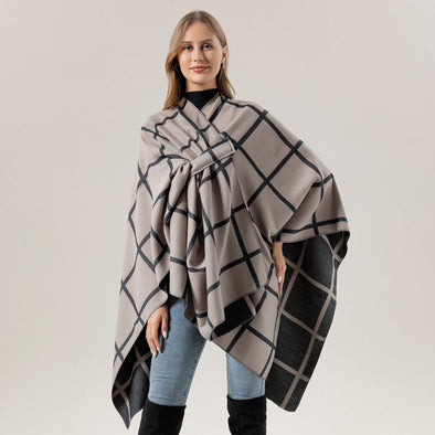 Modischer warmer Schal mit Gingham-Karomuster für Damen