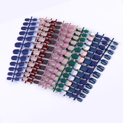 24pcs Solid Color Wear Fake Nail Patches