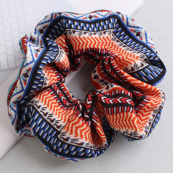 New Retro Printed Large Intestine Hair Tie For Women Highly Elastic Large Intestinal Ponytail Hair Ropes Headwear