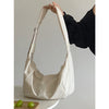 Special-interest Design Crescent-shaped Cotton And Linen Fluffy Filled Rice White Clouds Crossbody Handbag