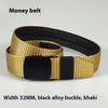 32MM Black Alloy Buckle Nylon Belt Women's Outdoor Security Multifunctional Anti-theft